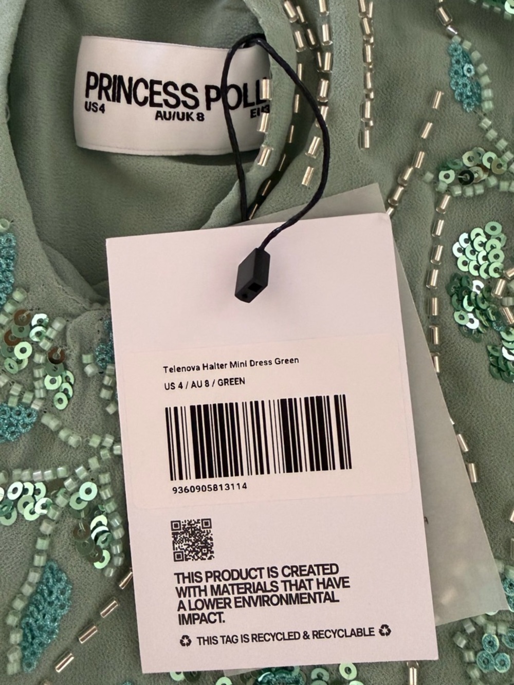 NWT Princess Polly Telenova Halter Mini Dress Green - Picture 12 of 16